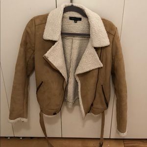 Brown suede and shearling jacket